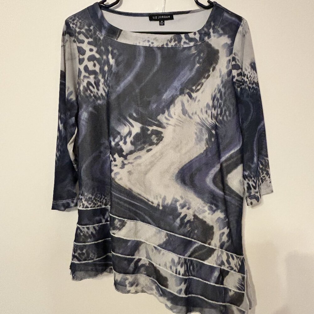 Liz Jordan Abstract Print Asymmetrical Top - Y2K Artistic Vibes